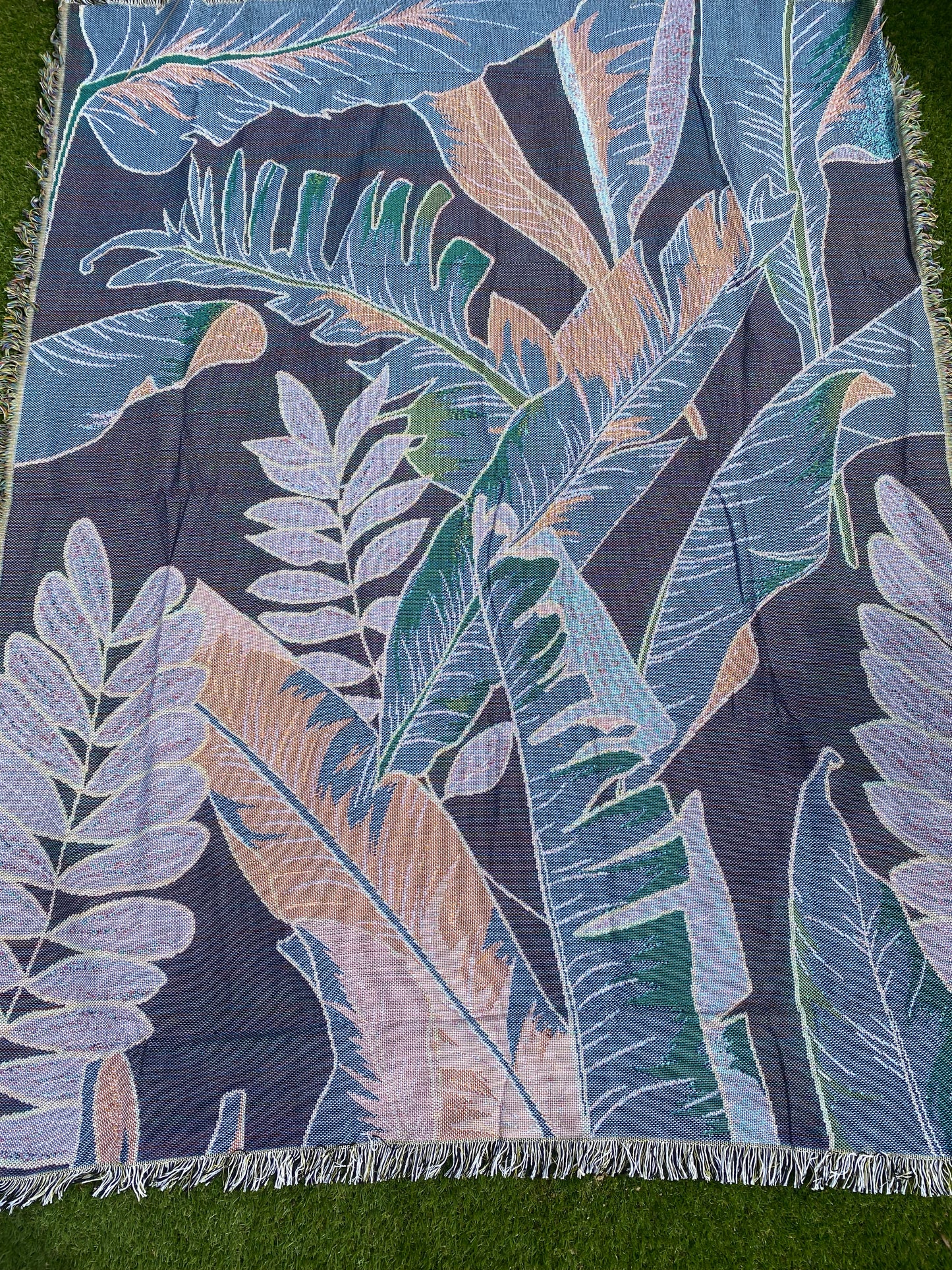 Woven Double Sided Boho Blanket - Tropical Lush