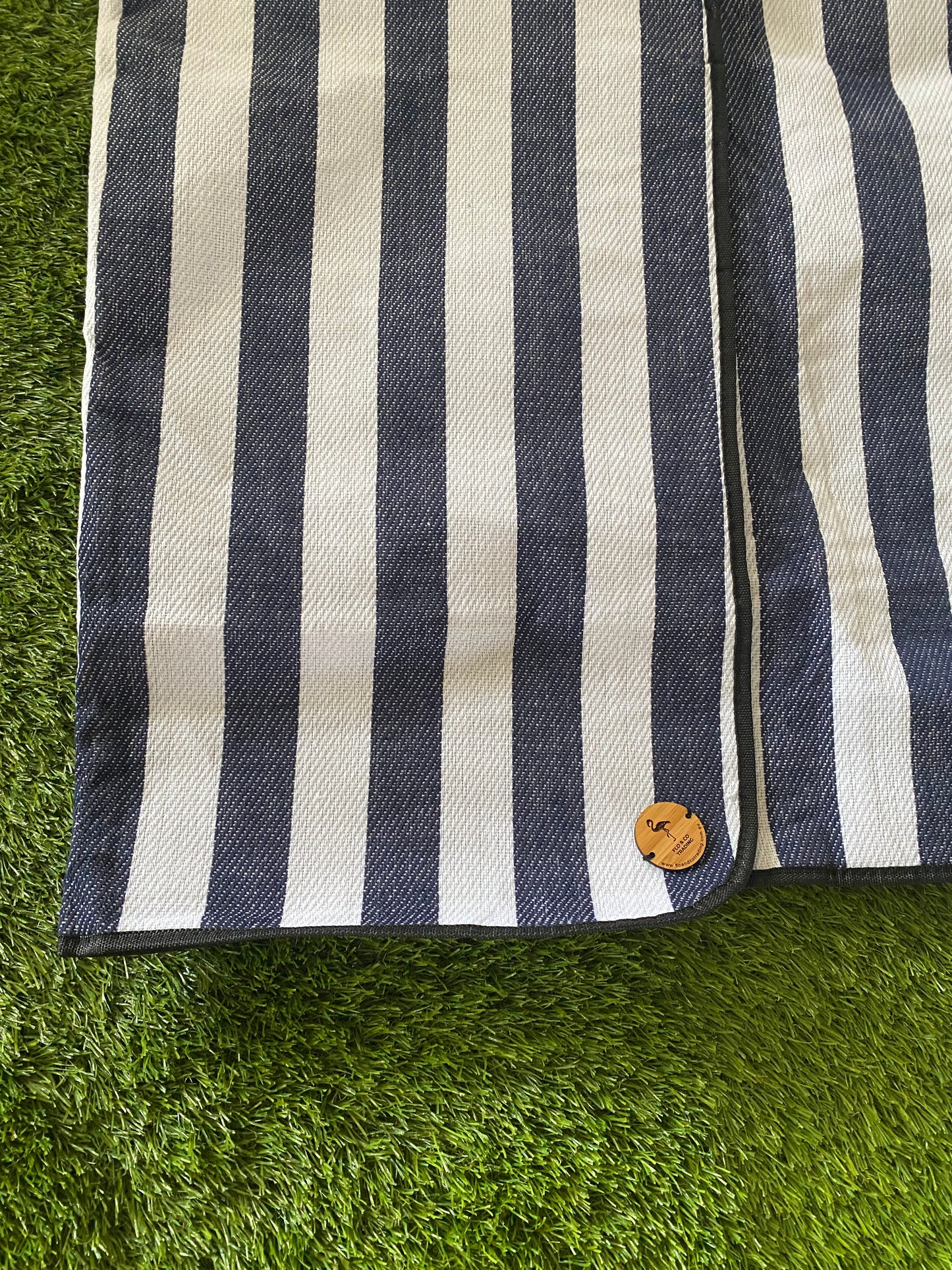 Flo & Co Navy Striped Picnic Rug