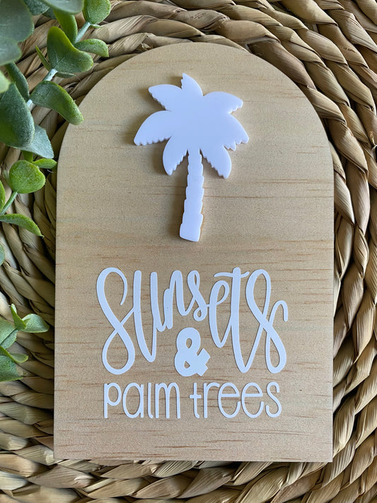 Sunsets & Palm Trees Arch Wall Plaque